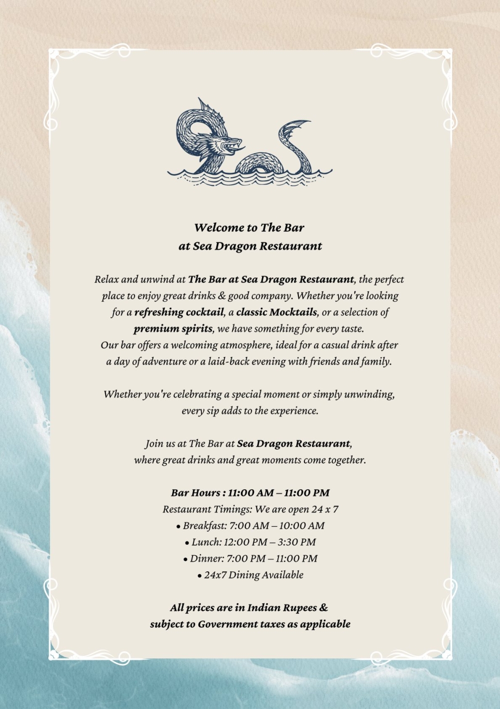 Sea Dragon Bar Menu2