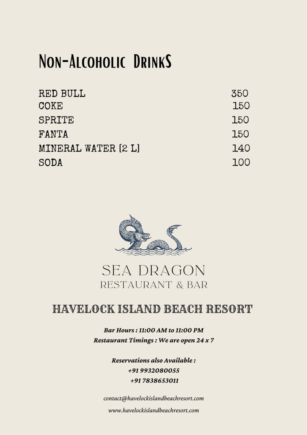 Sea Dragon Bar Menu15